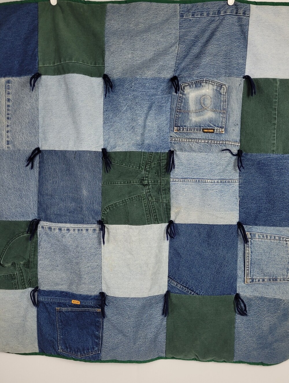 Homemade Denim Patchwork Fleec Back Baby Blanket 42.5 By 42.5 - Picture 2 of 13